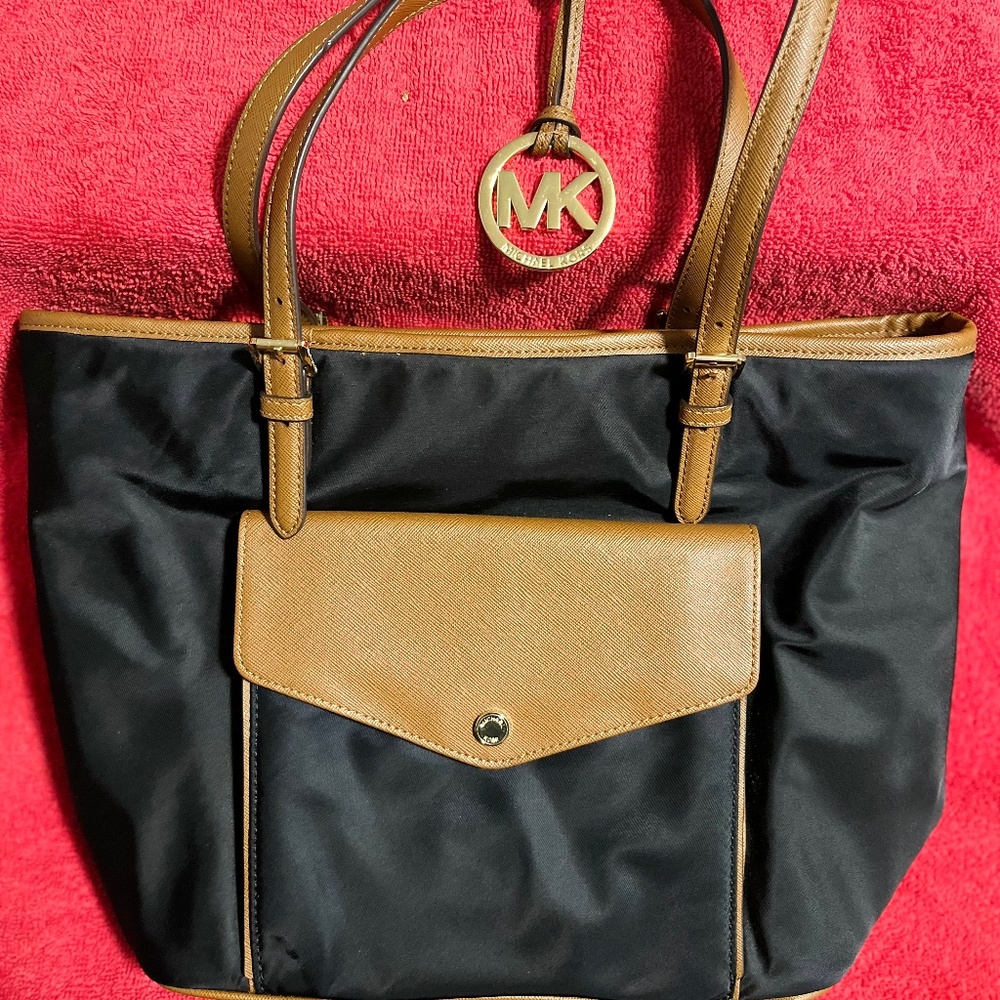 Michael Kors Nylon Jetsetter Tote w/Leather trim